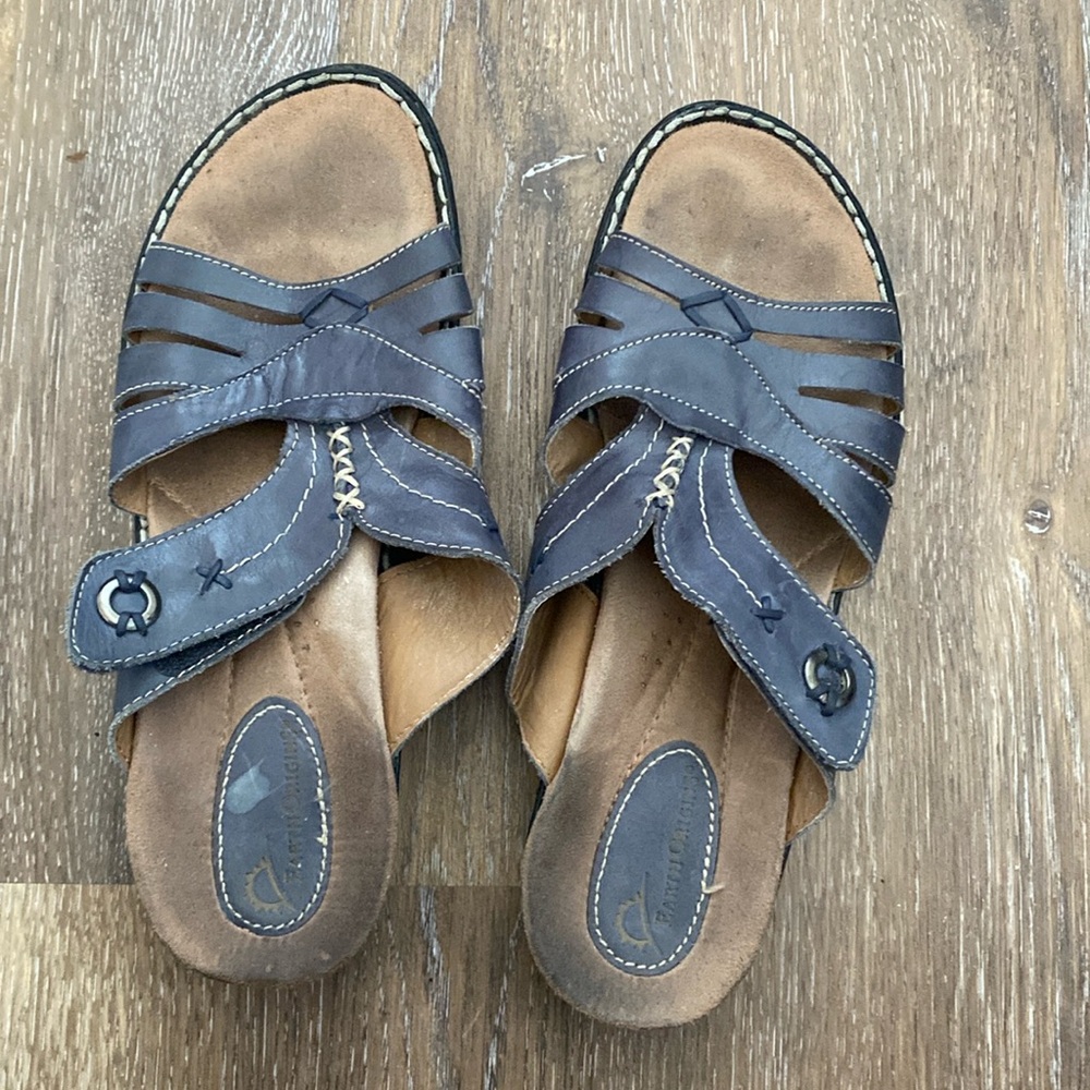 Navy slip on sandal